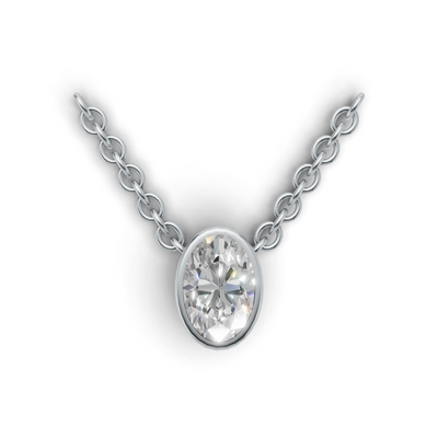 Pendant Oval Bezel K14 White Gold 1ct