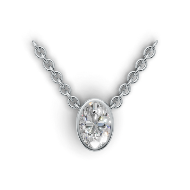 Oval Lab Grown Diamond Bezel Pendant