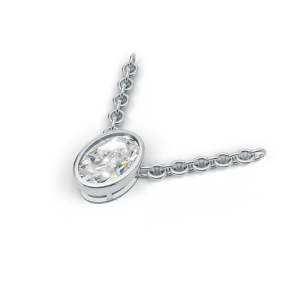 Pendant Oval Bezel K14 White Gold 1ct