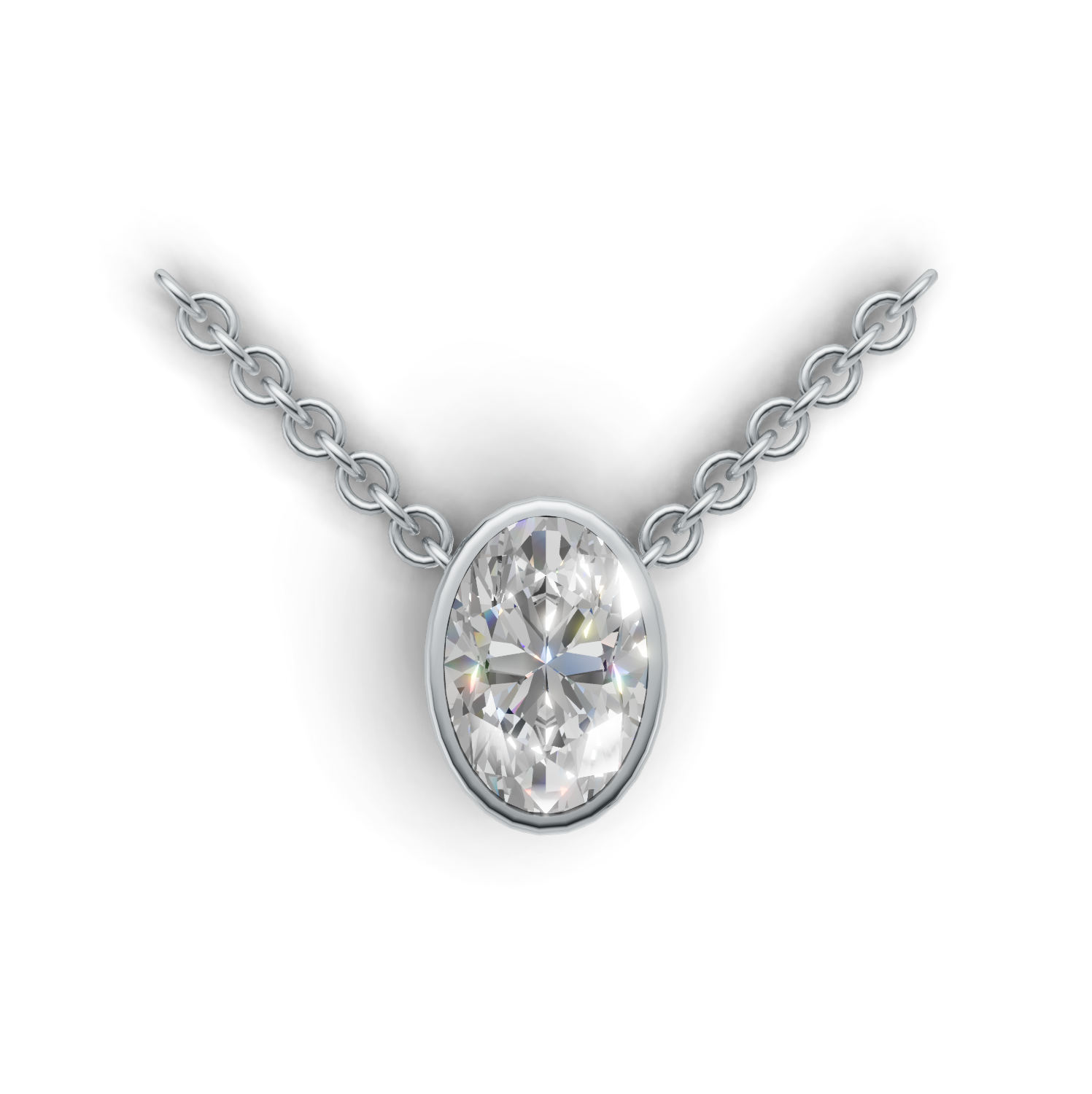 Pendant Oval Bezel K14 White Gold 2ct