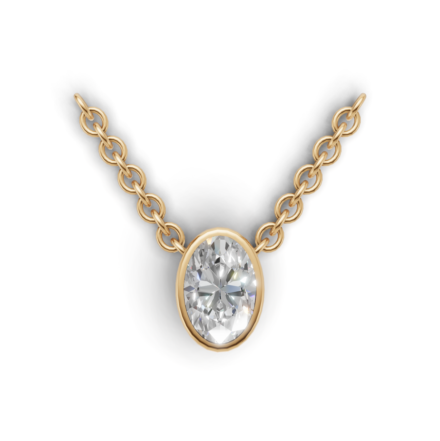 Pendant Oval Bezel K14 Yellow Gold 1ct