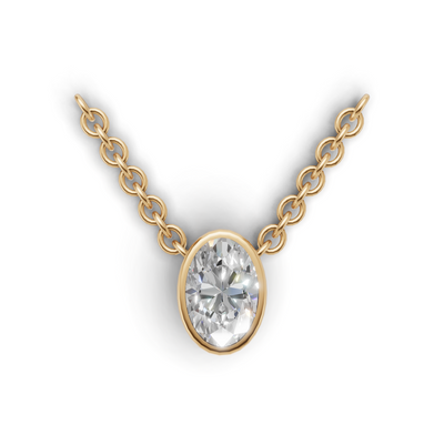 Pendant Oval Bezel K14 Yellow Gold 1ct