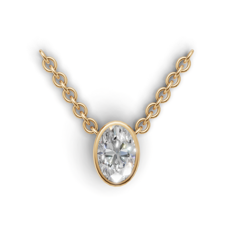 Oval Lab Grown Diamond Bezel Pendant