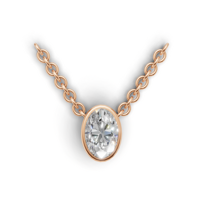 Pendant Oval Bezel K18 Pink Gold 1ct