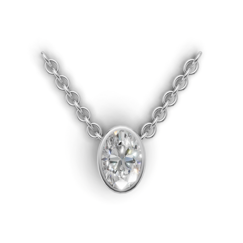 Oval Lab Grown Diamond Bezel Pendant