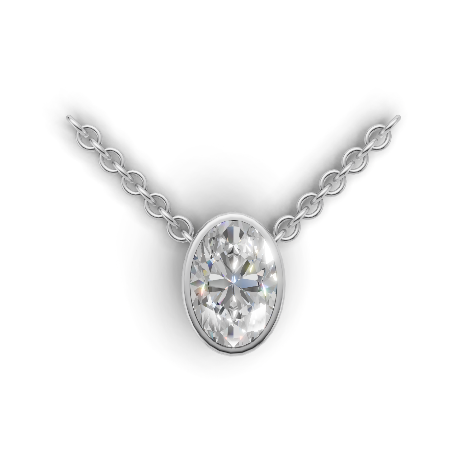 Pendant Oval Bezel 18k White Gold 2ct