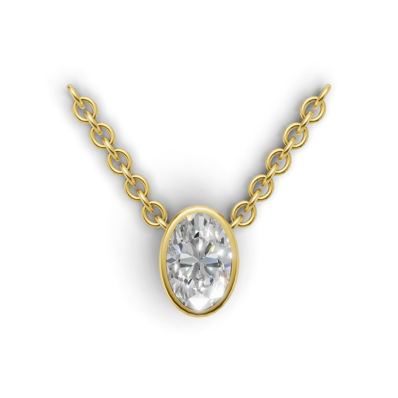 Oval Lab Grown Diamond Bezel Pendant