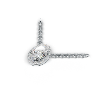 Pendant Oval Halo K14 White Gold 1ct