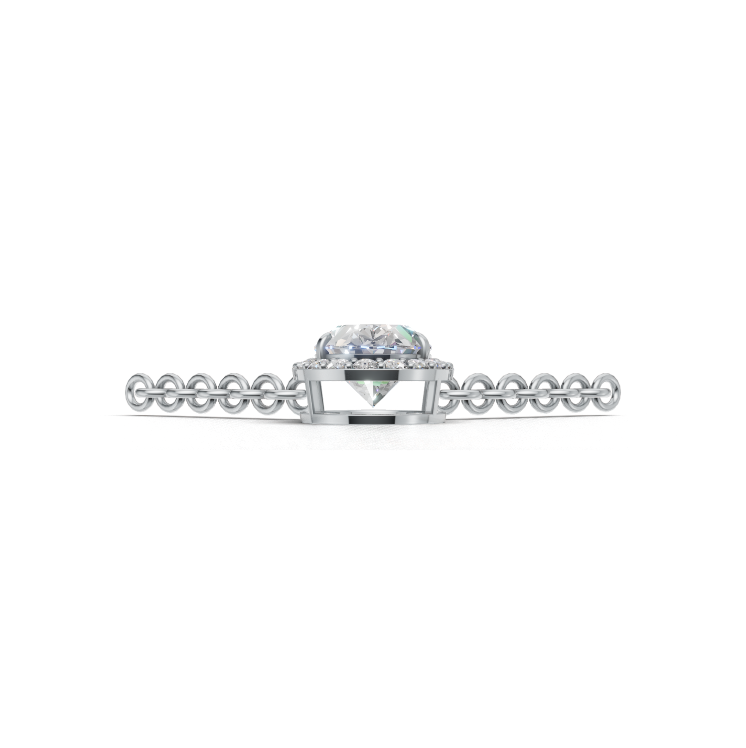Pendant Oval Halo K14 White Gold 1ct