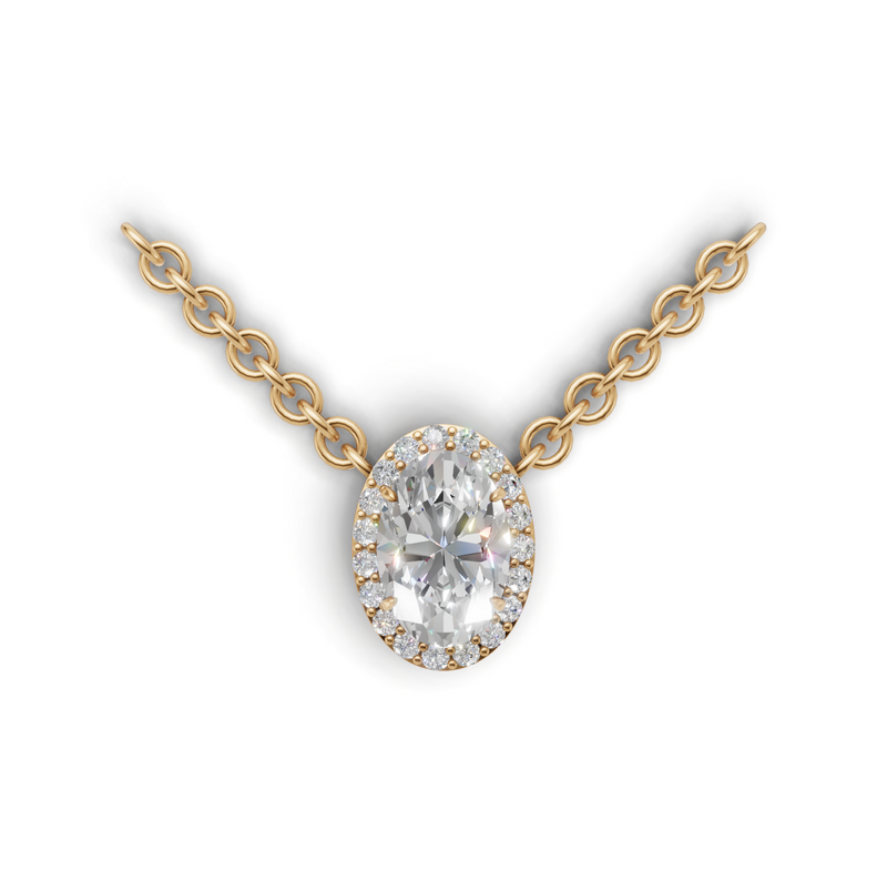 Oval Lab Grown Diamond Halo Pendant