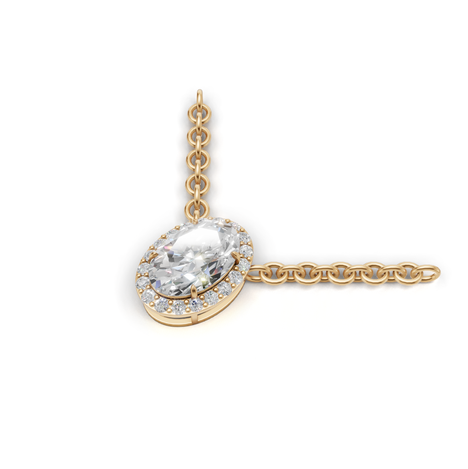 Pendant Oval Halo K14 Yellow Gold 1ct