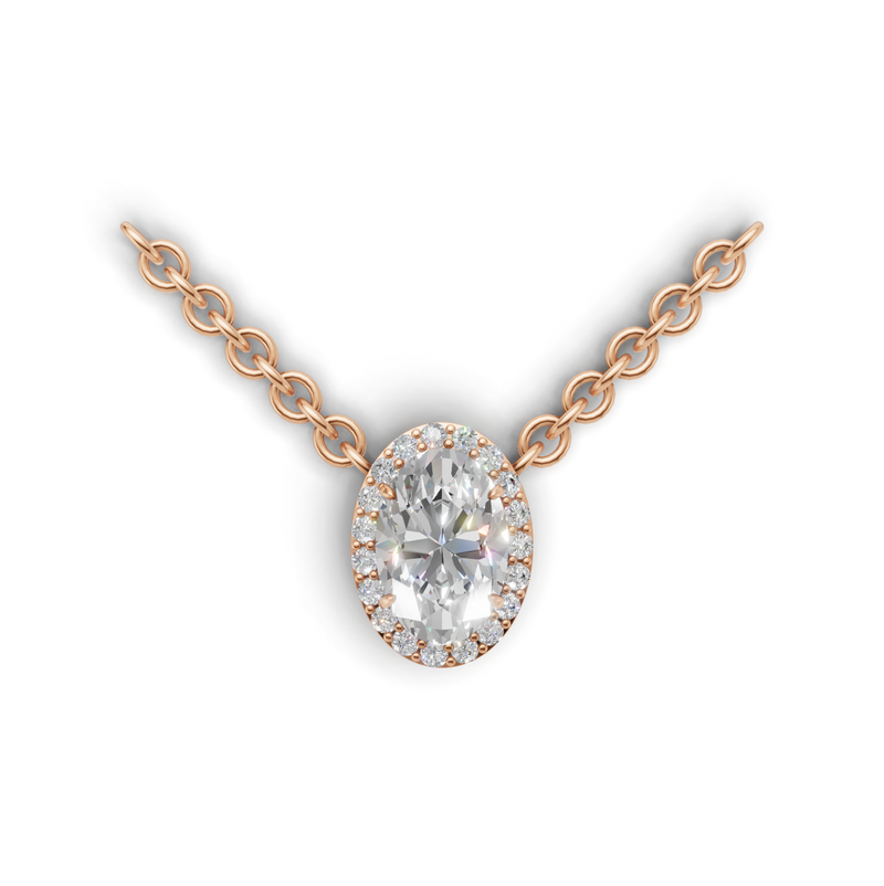 Oval Lab Grown Diamond Halo Pendant