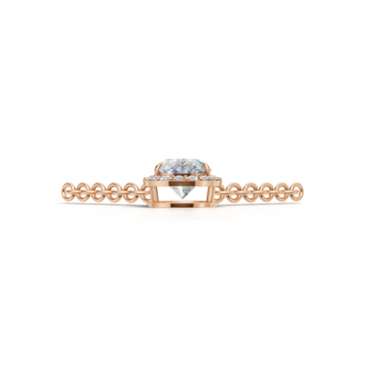Pendant Oval Halo K18 Pink Gold 1ct