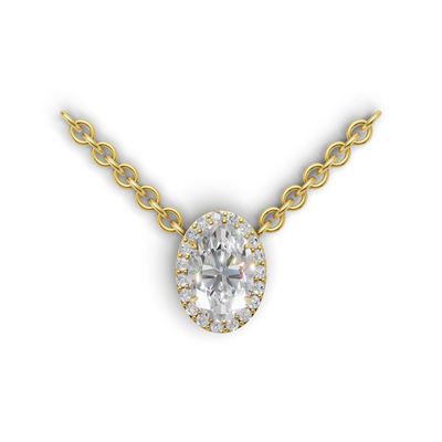 Pendant Oval Halo 18k Yellow Gold 1ct