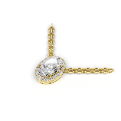 Pendant Oval Halo 18k Yellow Gold 1ct