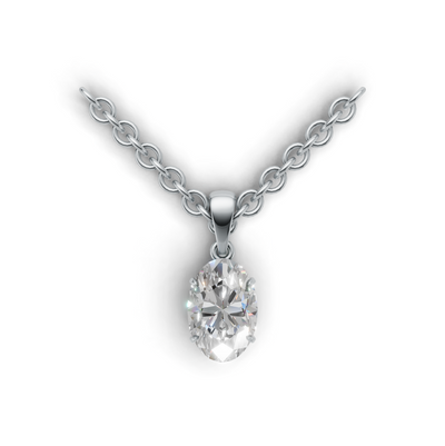 Pendant Oval Solitaire K14 White Gold 1ct