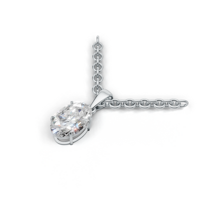 Pendant Oval Solitaire K14 White Gold 1ct