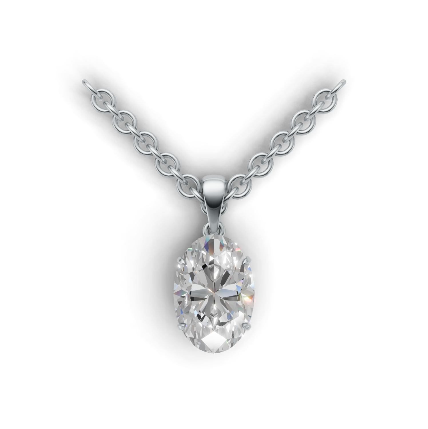 Pendant Oval Solitaire K14 White Gold 2ct