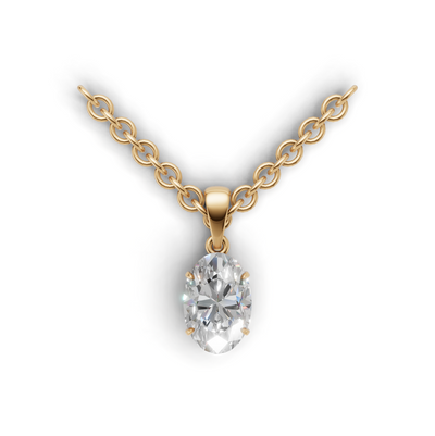 Pendant Oval Solitaire K14 Yellow Gold 1ct