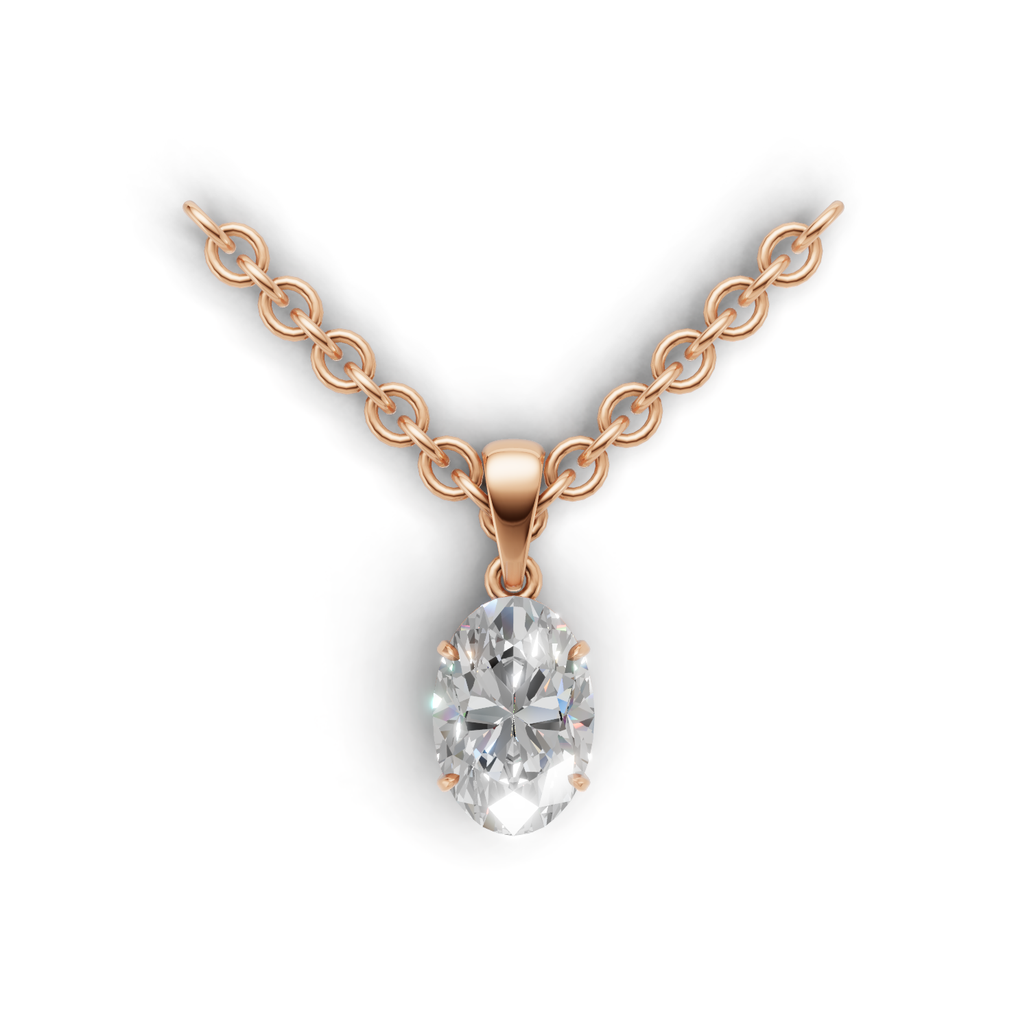 Pendant Oval Solitaire K18 Pink Gold 1ct