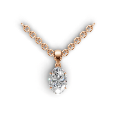 Pendant Oval Solitaire K18 Pink Gold 1ct