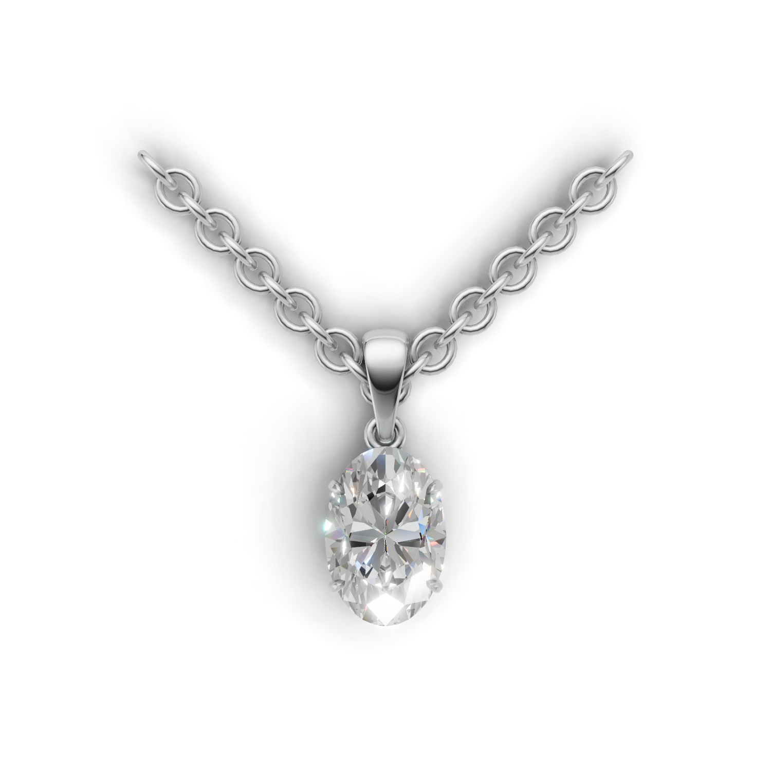 Pendant Oval Solitaire 18k White Gold 1ct