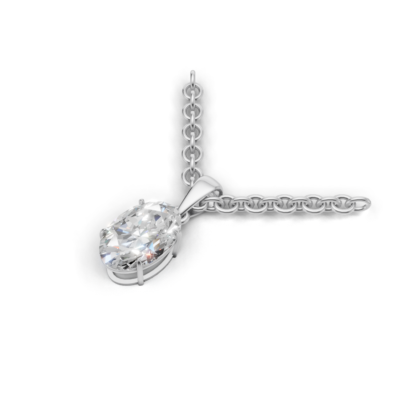 Pendant Oval Solitaire 18k White Gold 1ct