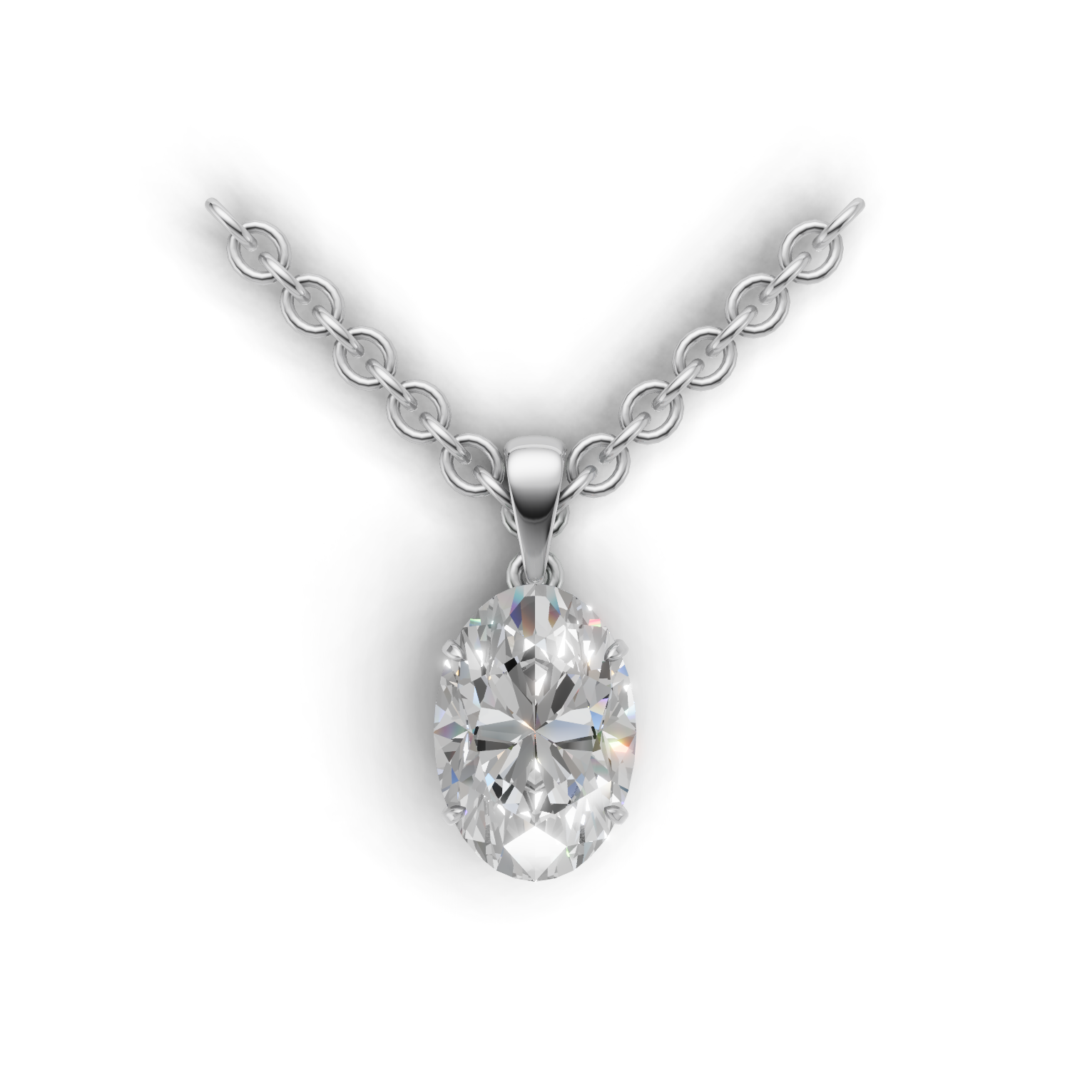 Pendant Oval Solitaire 18k White Gold 2ct