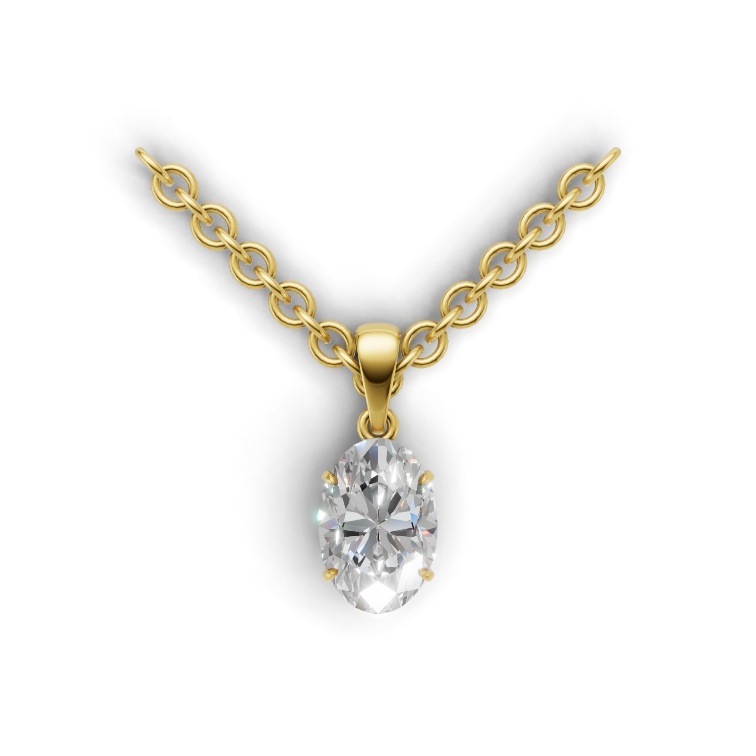 Pendant Oval Solitaire 18k Yellow Gold 1ct