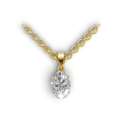 Pendant Oval Solitaire 18k Yellow Gold 1ct