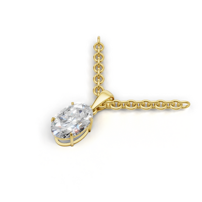 Pendant Oval Solitaire 18k Yellow Gold 1ct