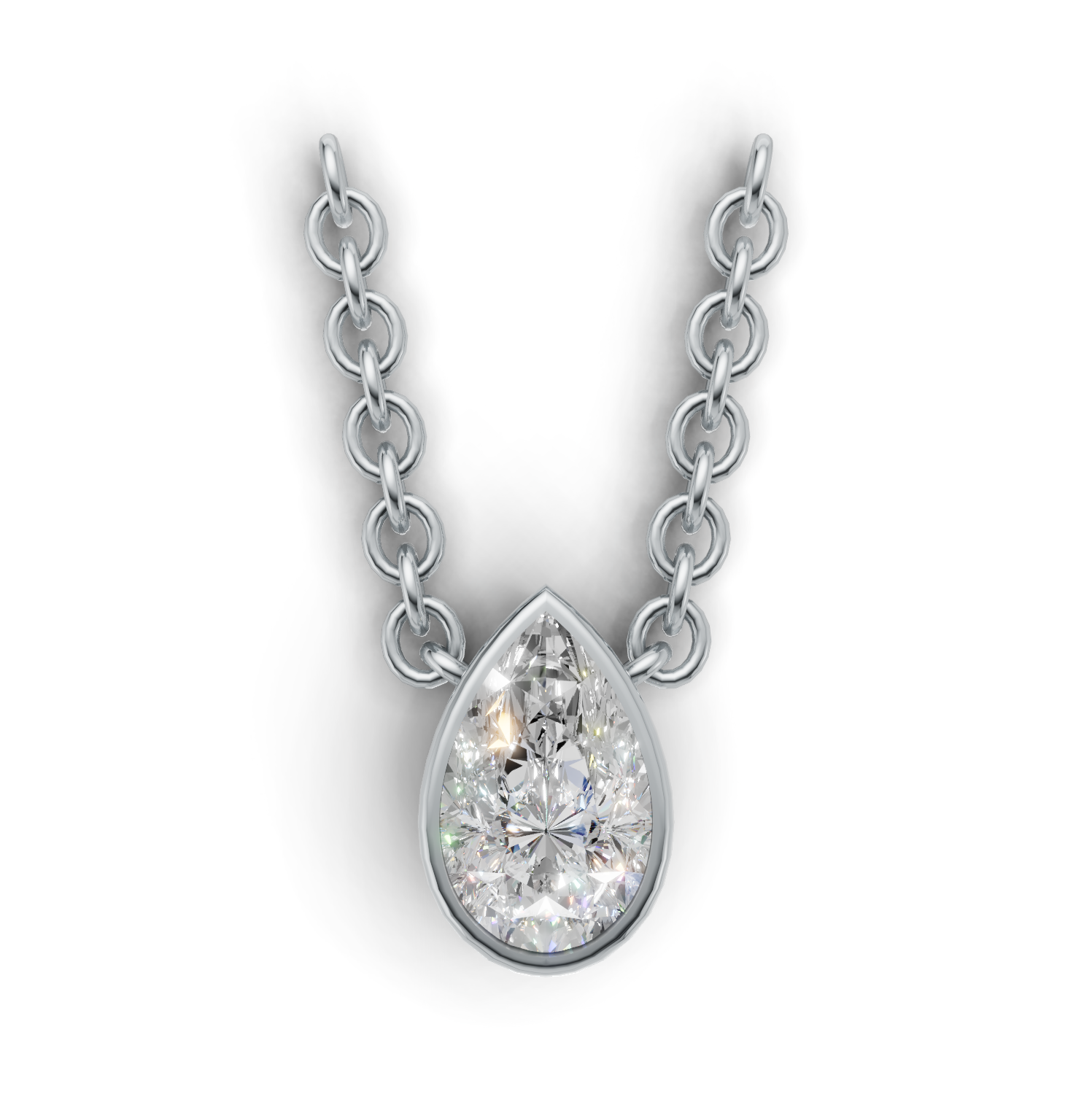 Pendant Pear Bezel K14 White Gold 1ct