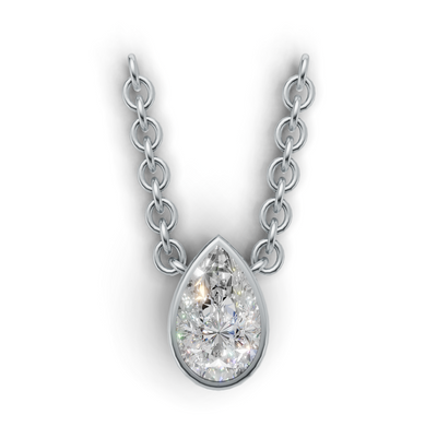 Pendant Pear Bezel K14 White Gold 1ct