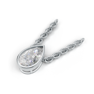 Pendant Pear Bezel K14 White Gold 1ct