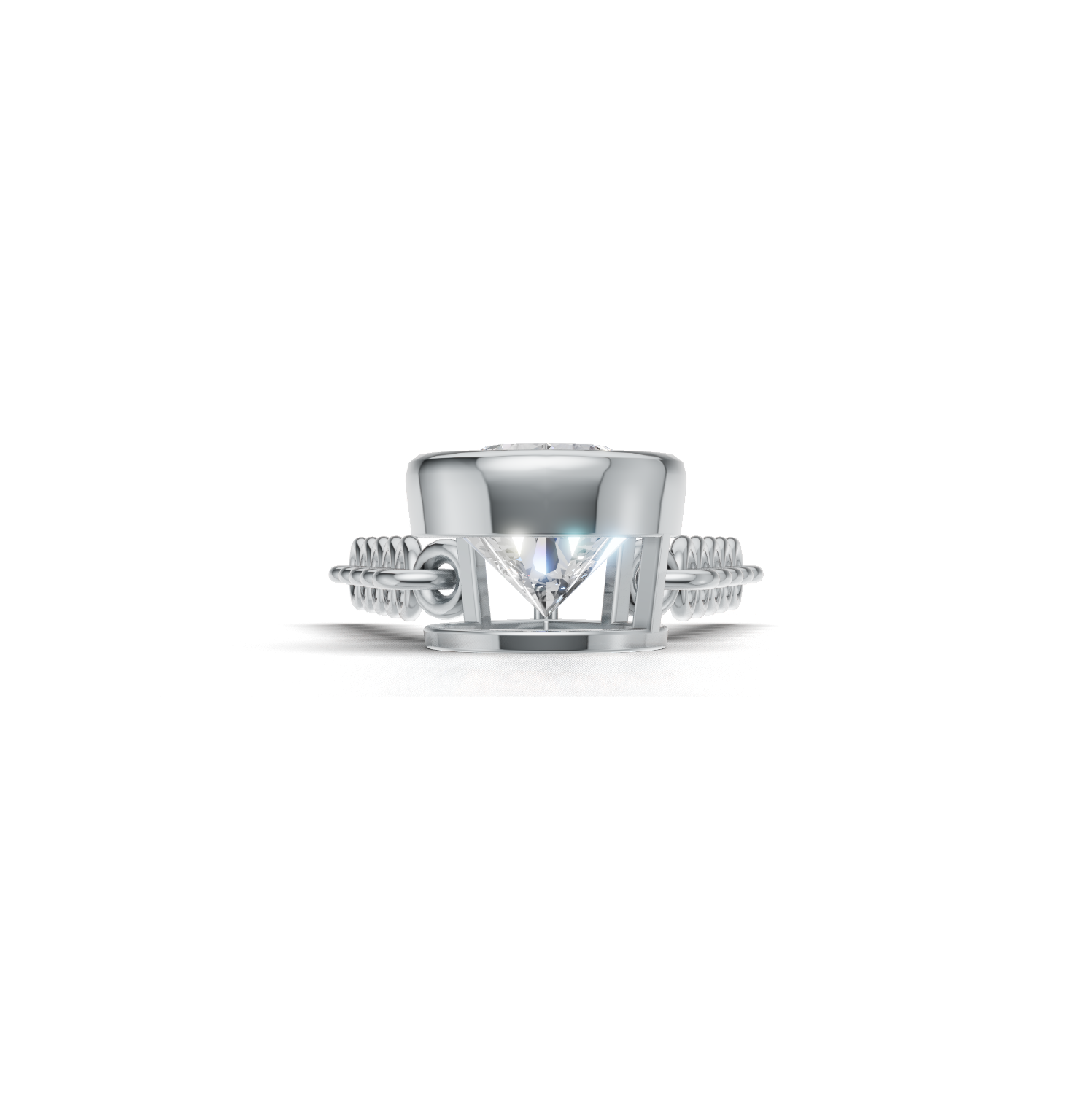 Pendant Pear Bezel K14 White Gold 1ct