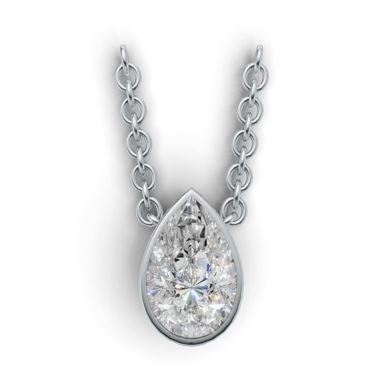 Pendant Pear Bezel K14 White Gold 2ct