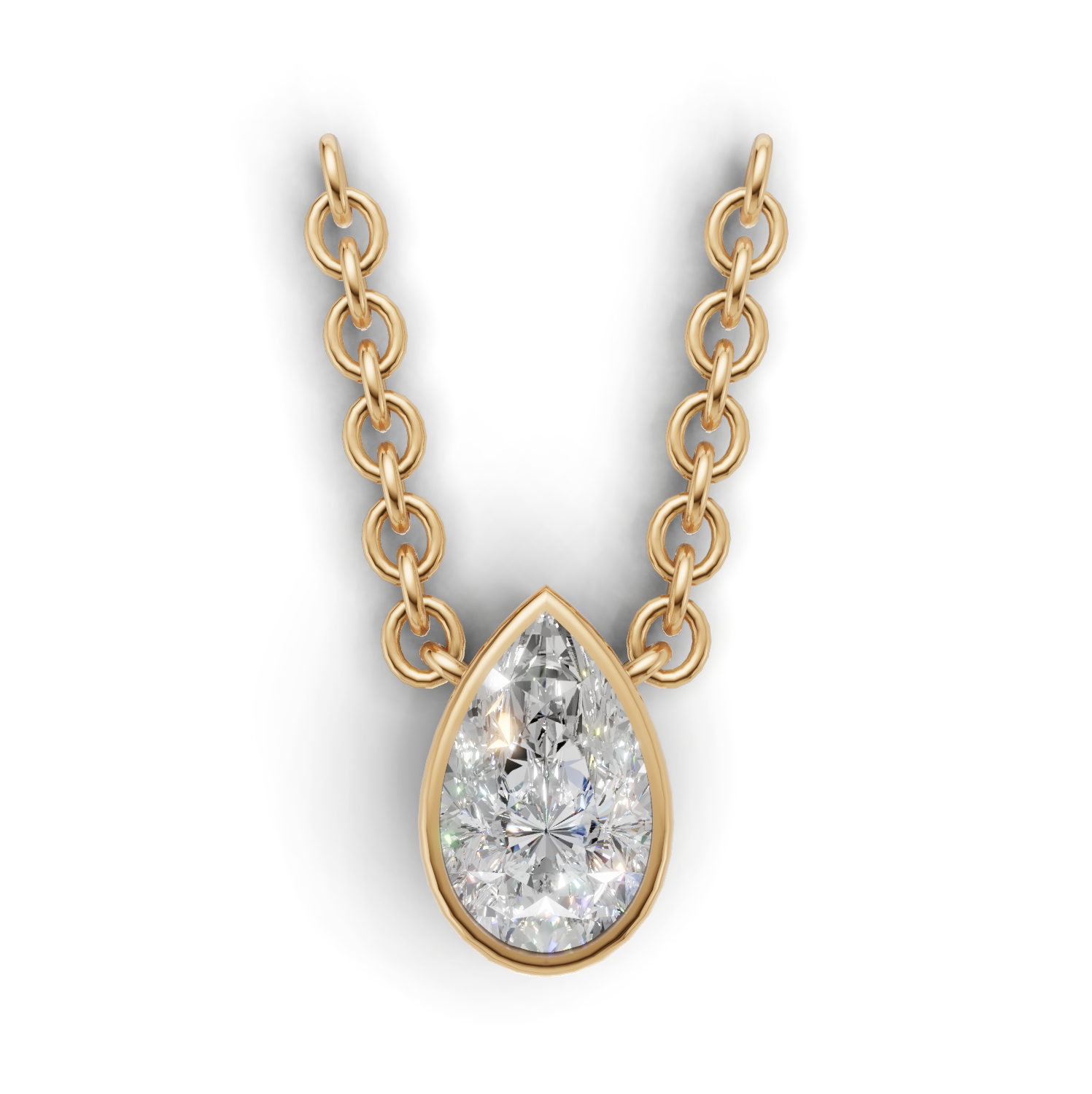 Pendant Pear Bezel K14 Yellow Gold 1ct