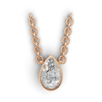 Pendant Pear Bezel K18 Pink Gold 1ct
