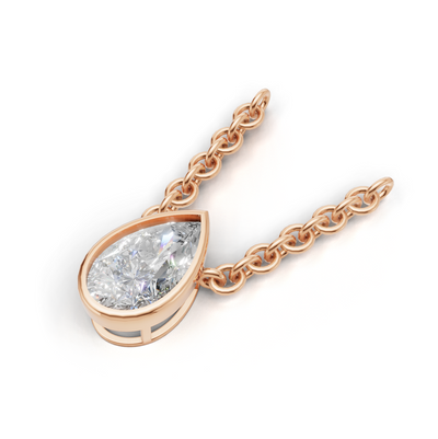 Pendant Pear Bezel K18 Pink Gold 1ct