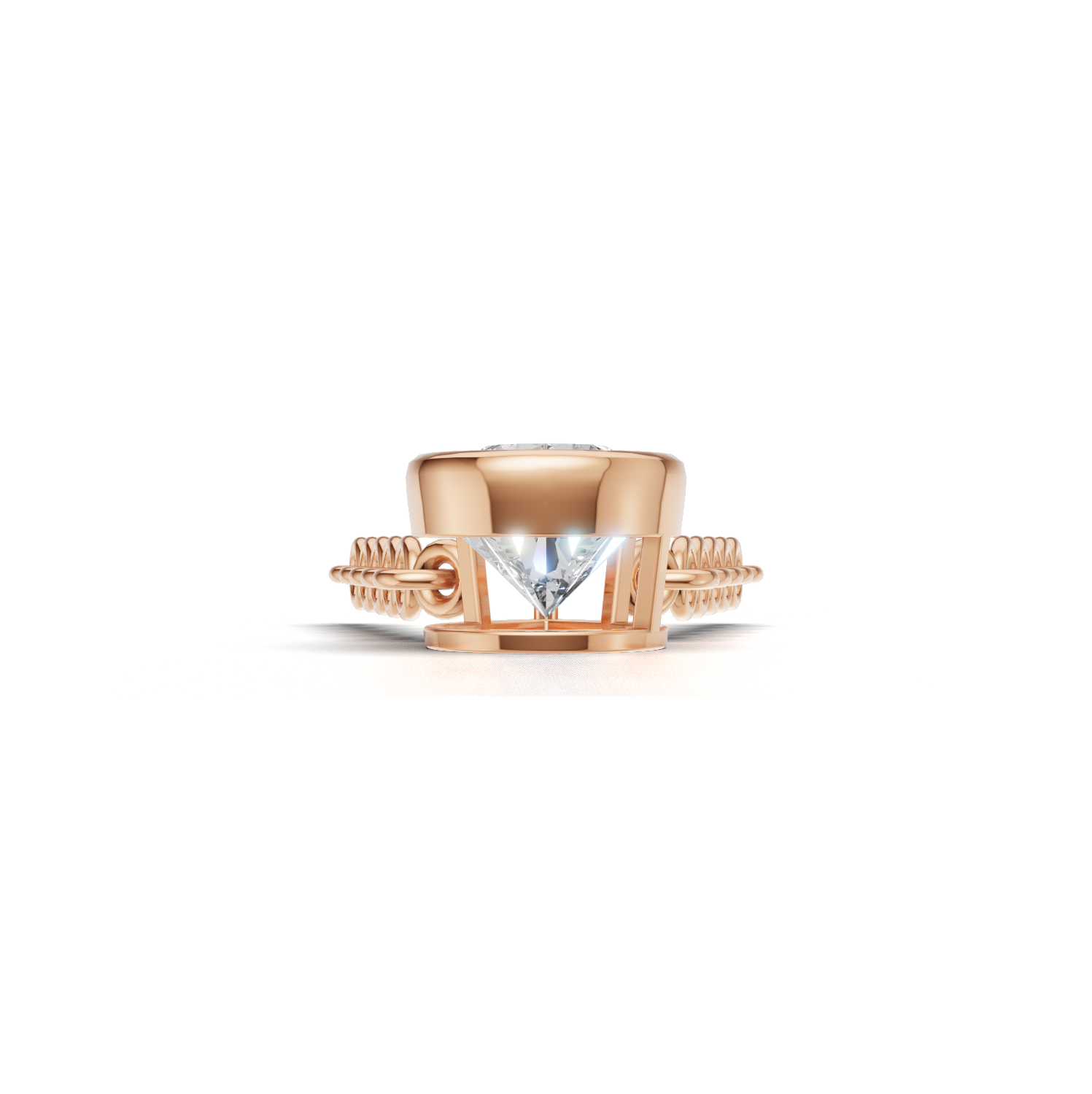 Pendant Pear Bezel K18 Pink Gold 1ct