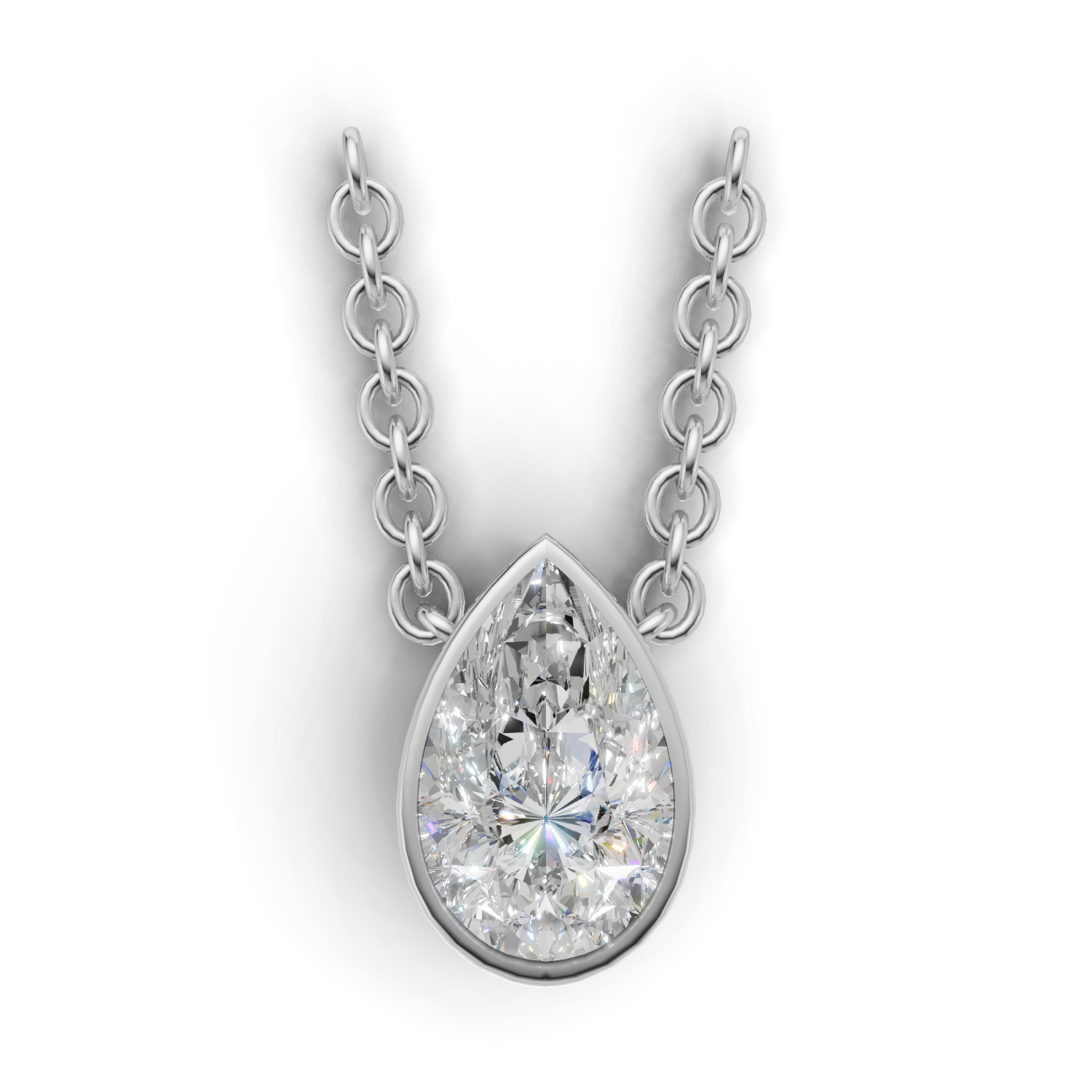 Pendant Pear Bezel 18k White Gold 2ct