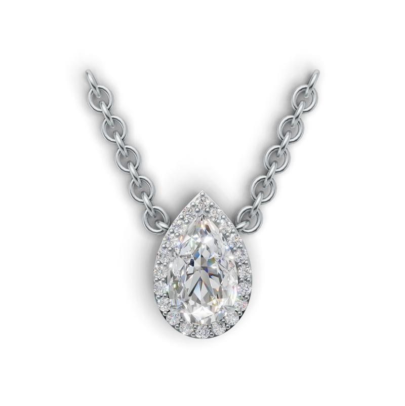 Pear Lab Grown Diamond Halo Pendant