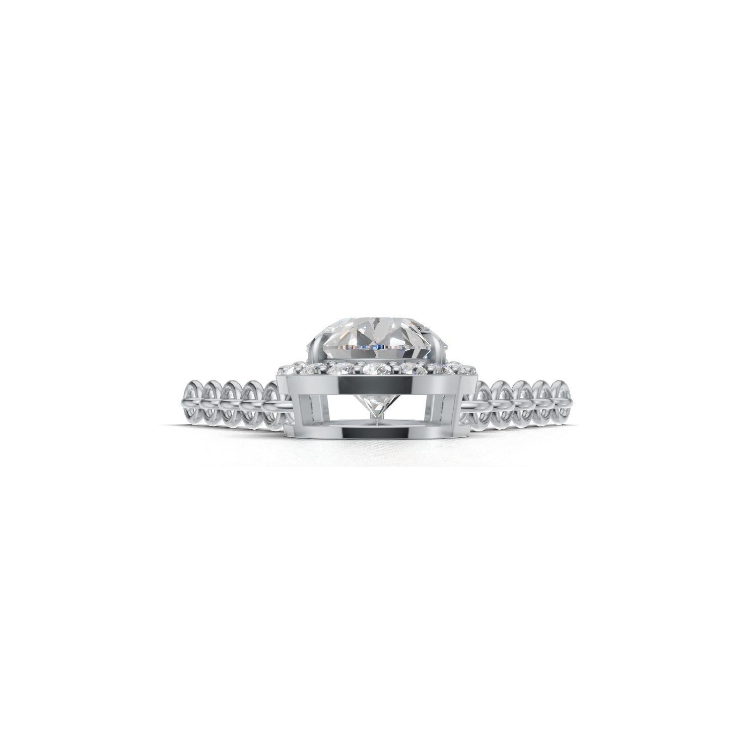 Pendant Pear Halo K14 White Gold 1ct