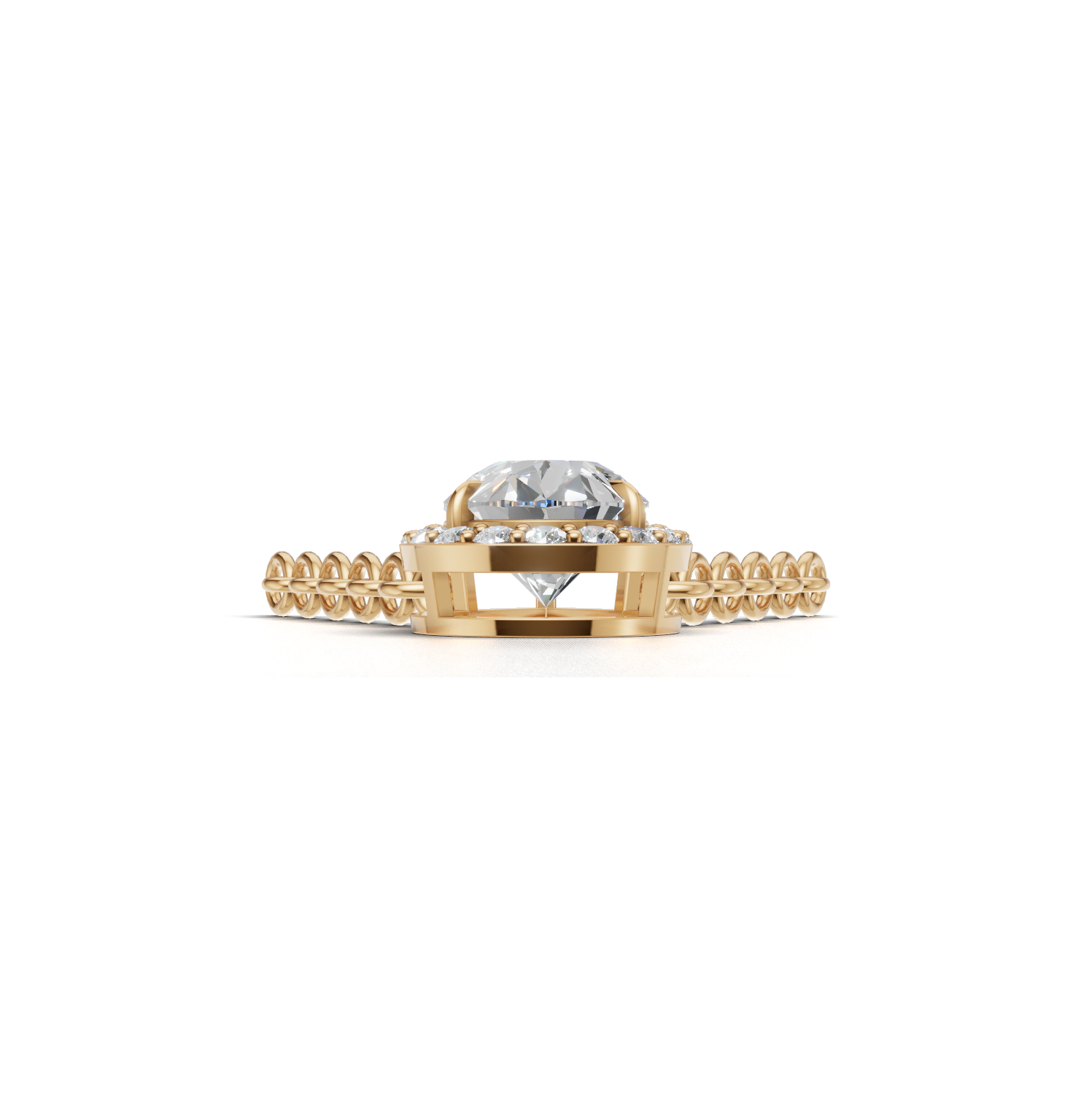 Pendant Pear Halo K14 Yellow Gold 1ct