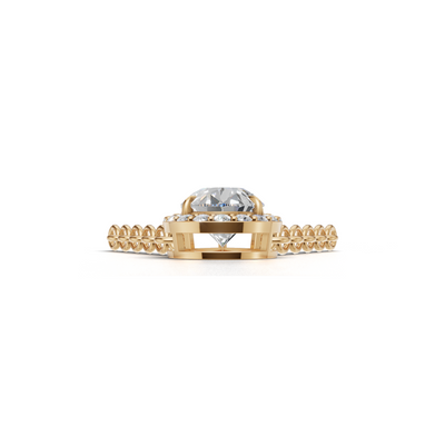 Pendant Pear Halo K14 Yellow Gold 1ct