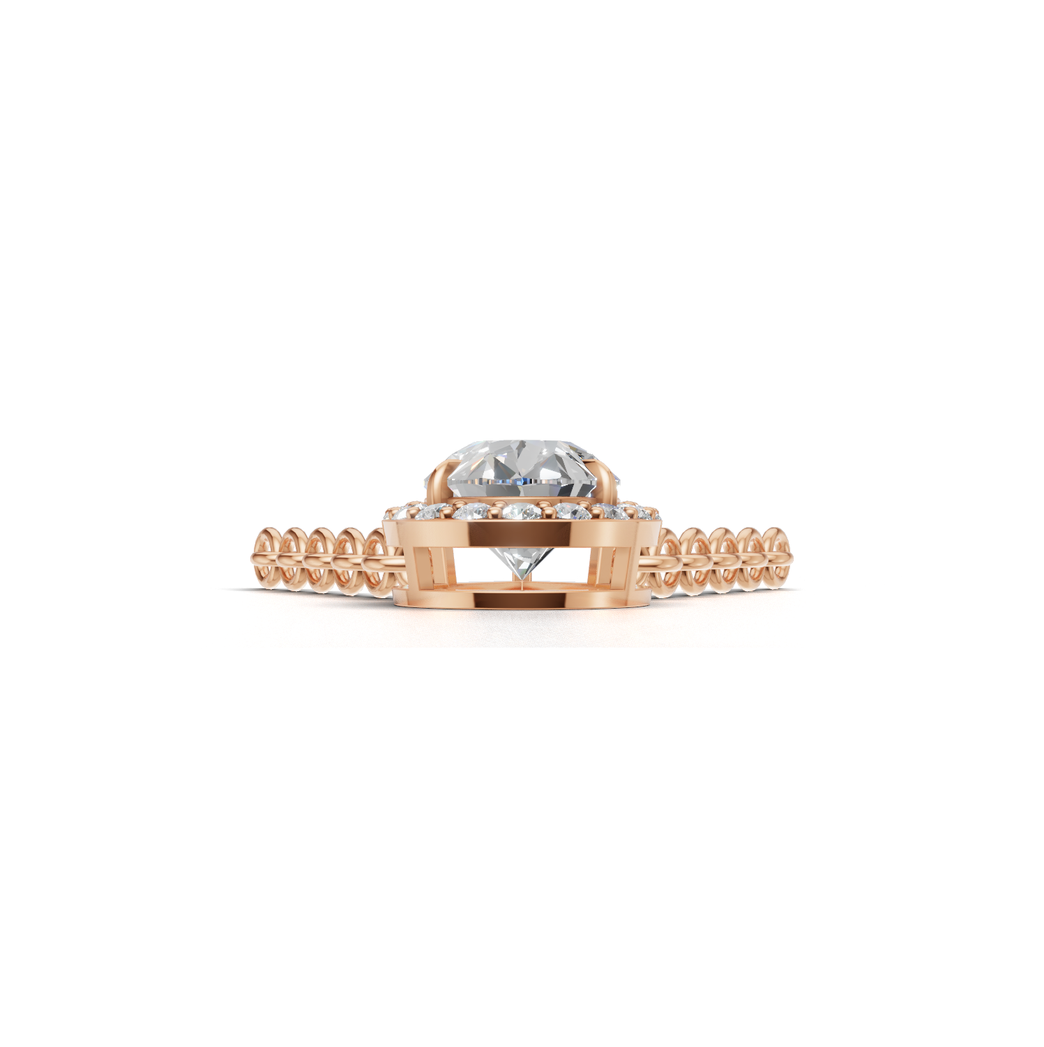 Pendant Pear Halo K18 Pink Gold 1ct
