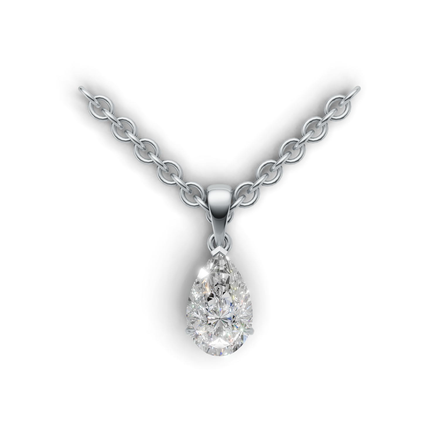 Pendant Pear Solitaire K14 White Gold 1ct