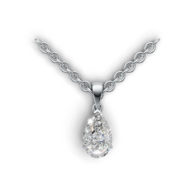 Pendant Pear Solitaire K14 White Gold 1ct