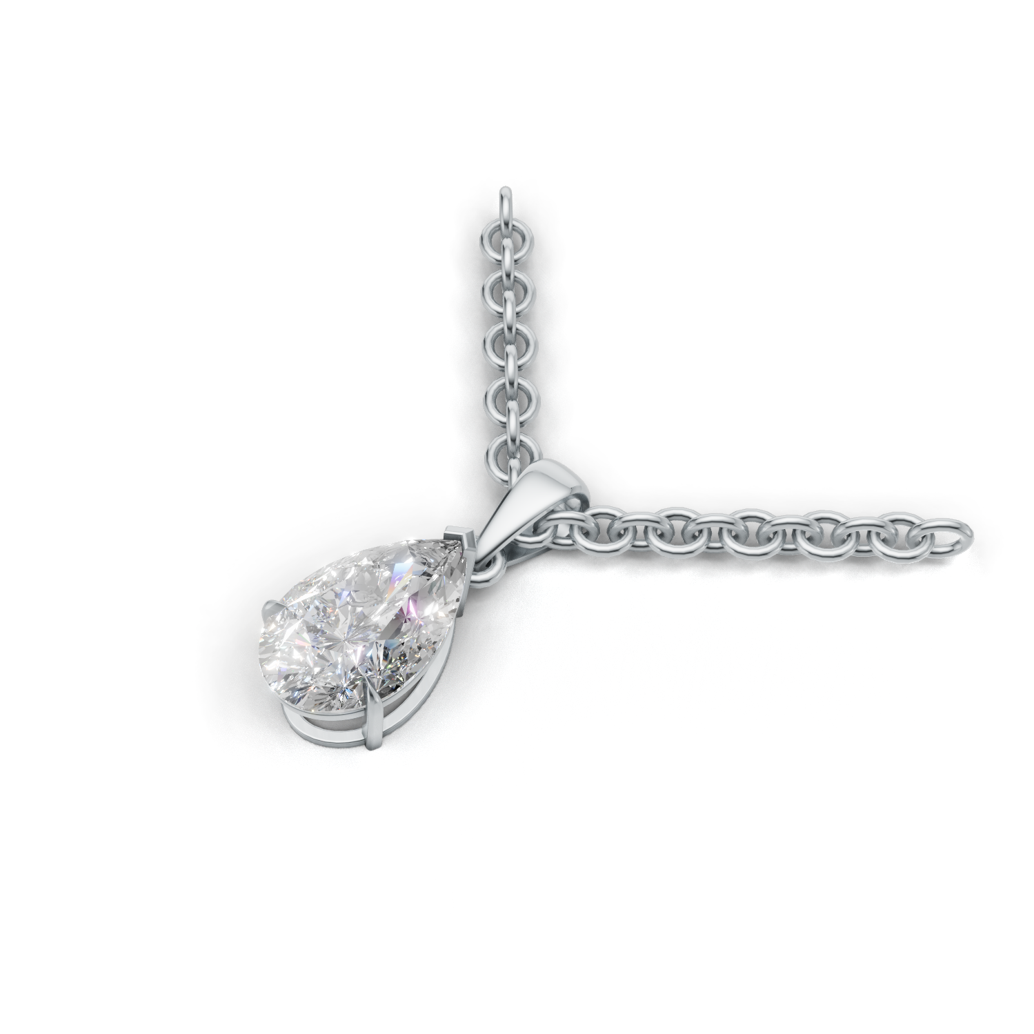 Pendant Pear Solitaire K14 White Gold 1ct