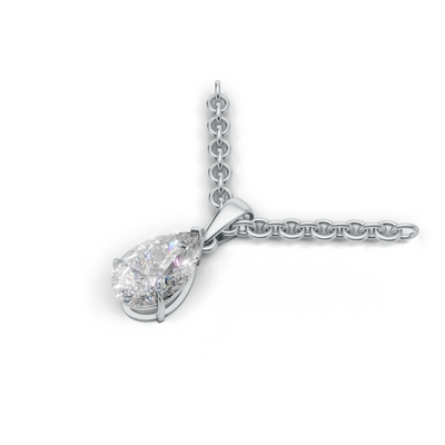 Pendant Pear Solitaire K14 White Gold 1ct